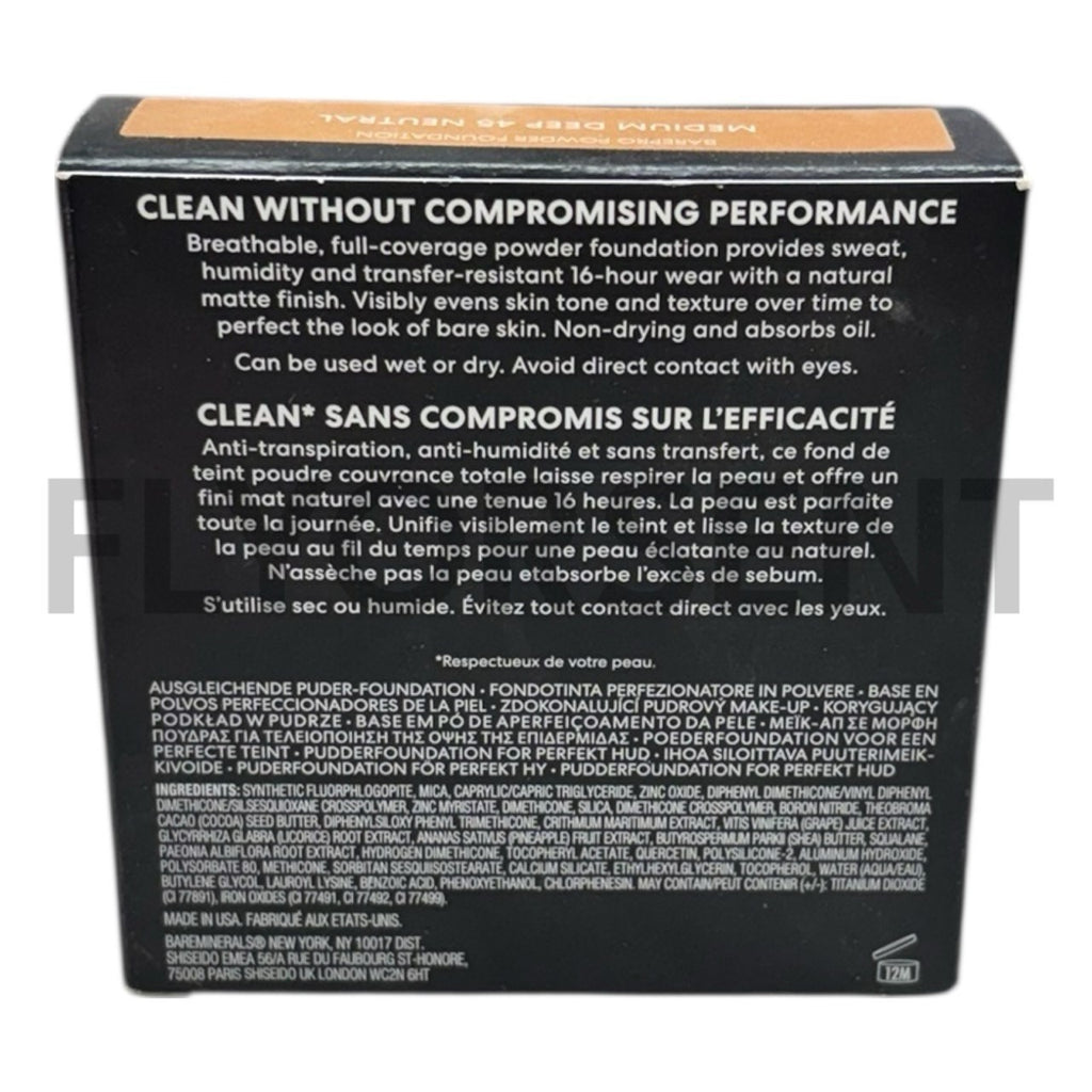 BareMinerals BAREPRO Powder Foundation Medium Deep 45 Neutral 8g - Full Size, Long Wear Makeup