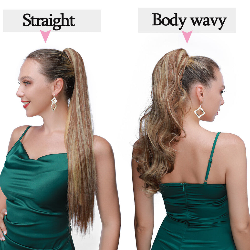 Claw Clip Ponytail Extensions - Real Human Hair, Wavy, Multiple Colors & Lengths