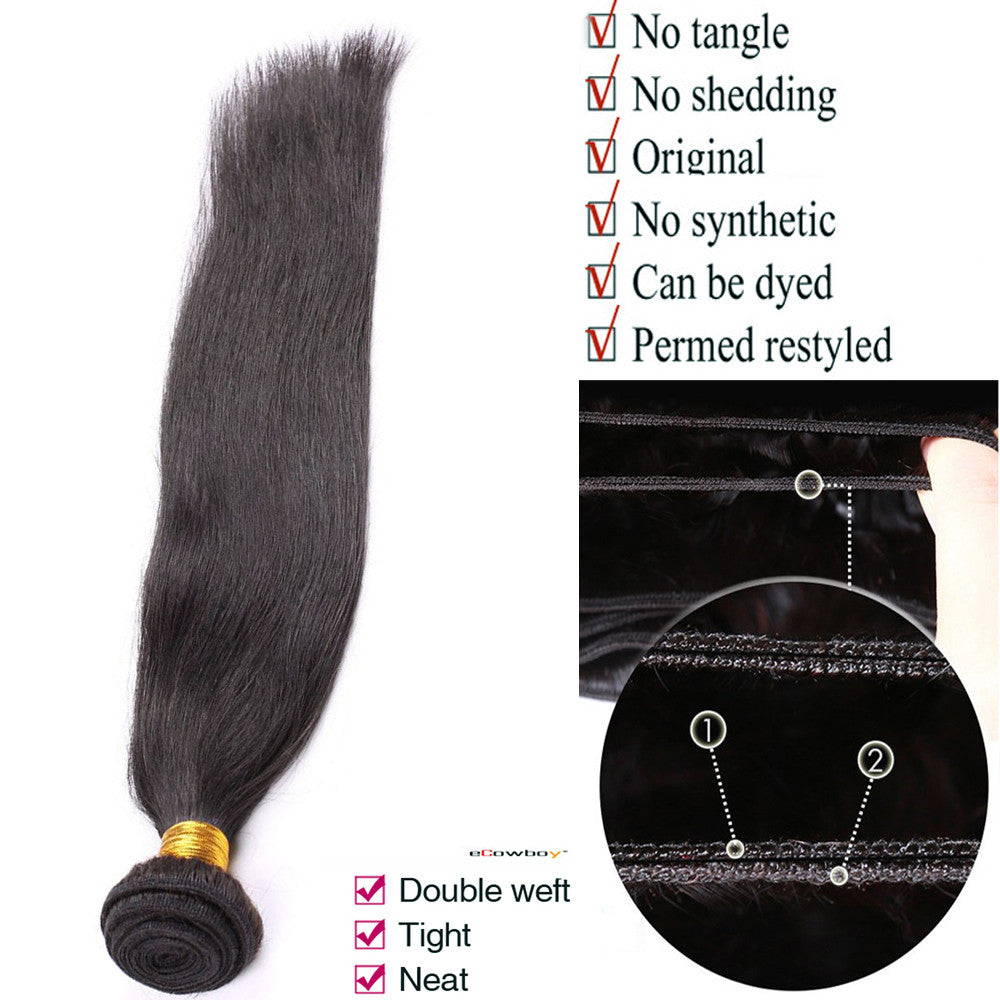Long Straight Virgin Human Hair Extensions - 6A Quality, 24-30 Inches