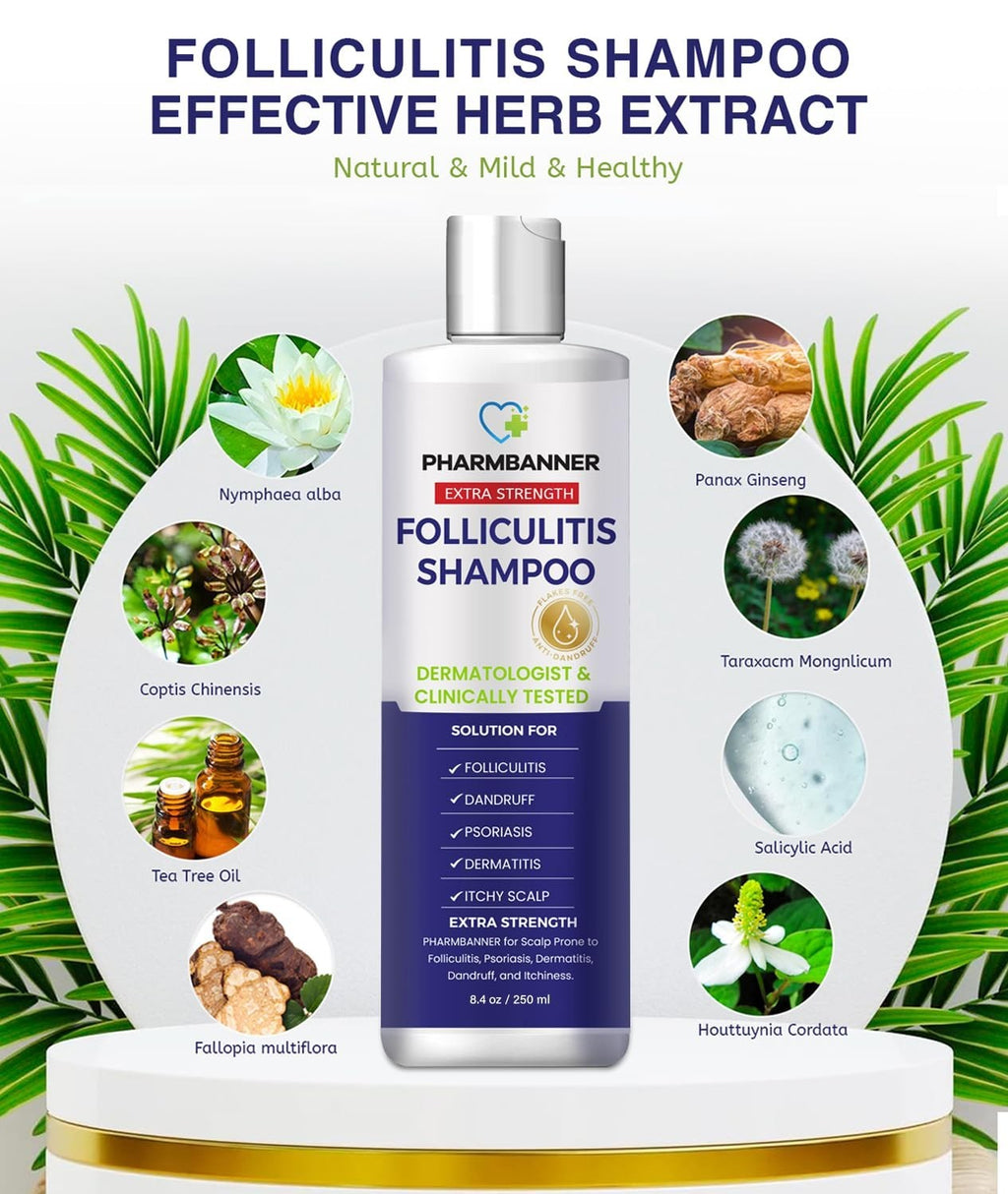Anti-Fungal Shampoo for Folliculitis & Psoriasis - Soothes Dry Scalp Relief