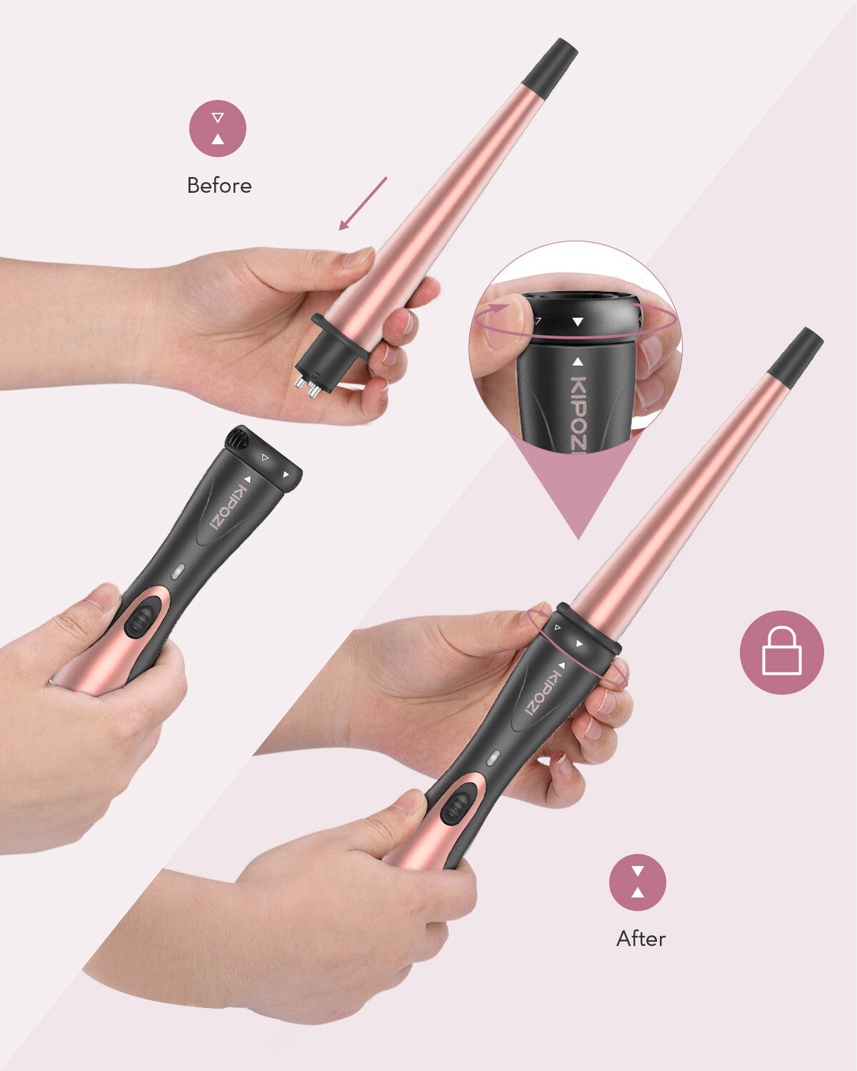 5-in-1 Curling Wand Set with Interchangeable Ceramic Barrels for Hair Styling