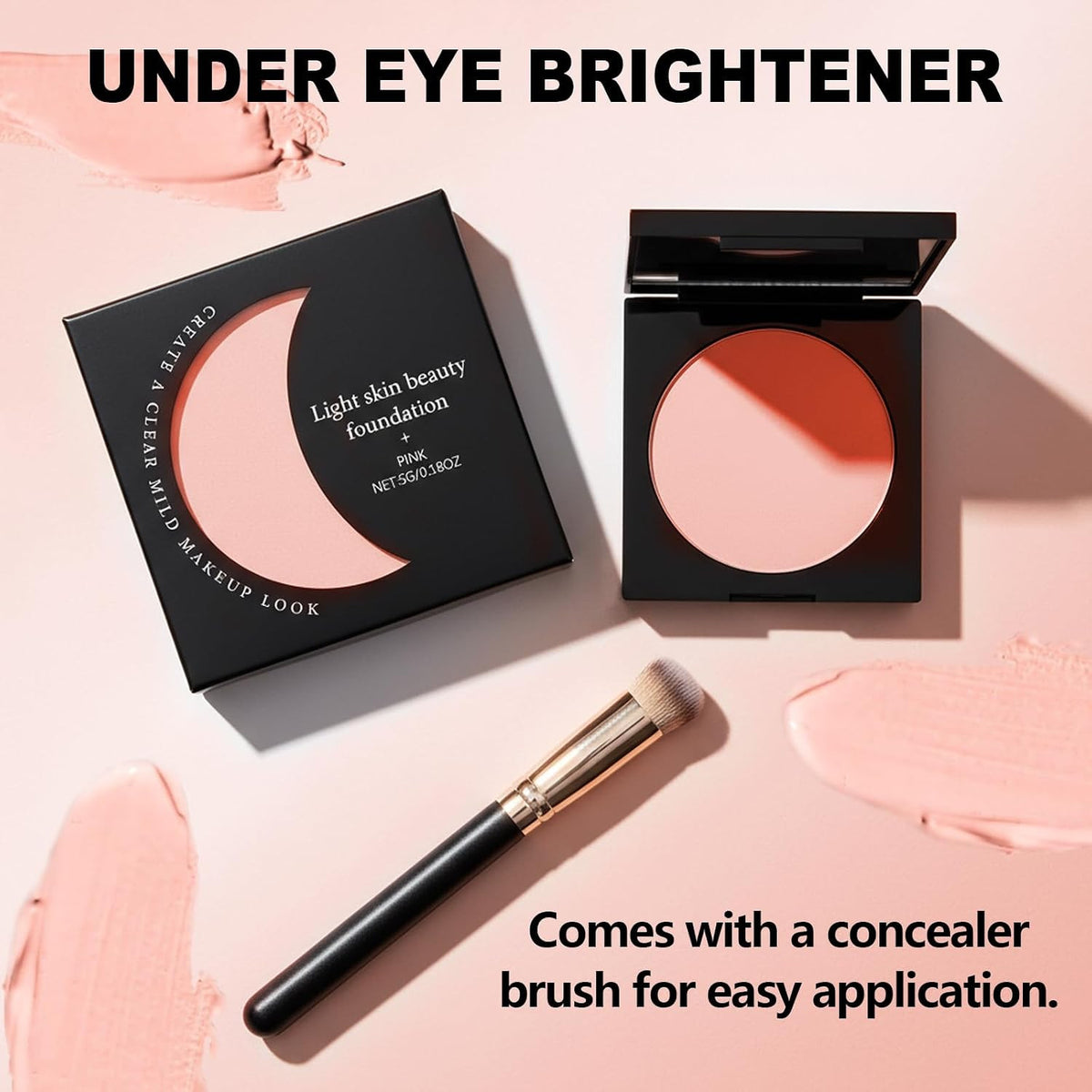 Under Eye Brightener Concealer for Dark Circles - Pink, 1 Ounce