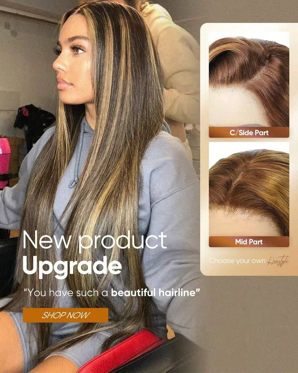 Honey Blonde 13x4 Transparent Lace Wig with Natural Hairline - Unbranded