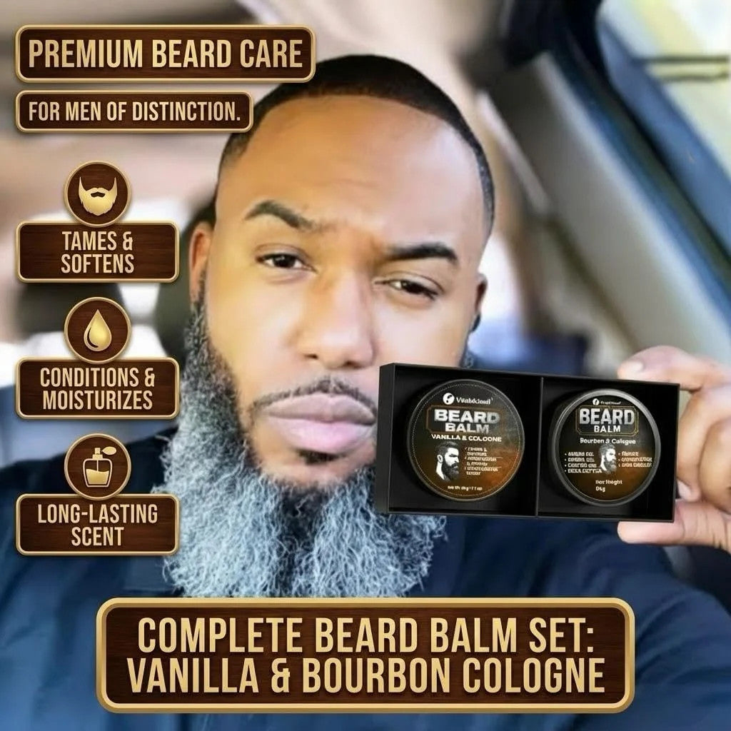 Men's Beard Balm Set with Sandalwood Cologne Scent - 2 Pack
