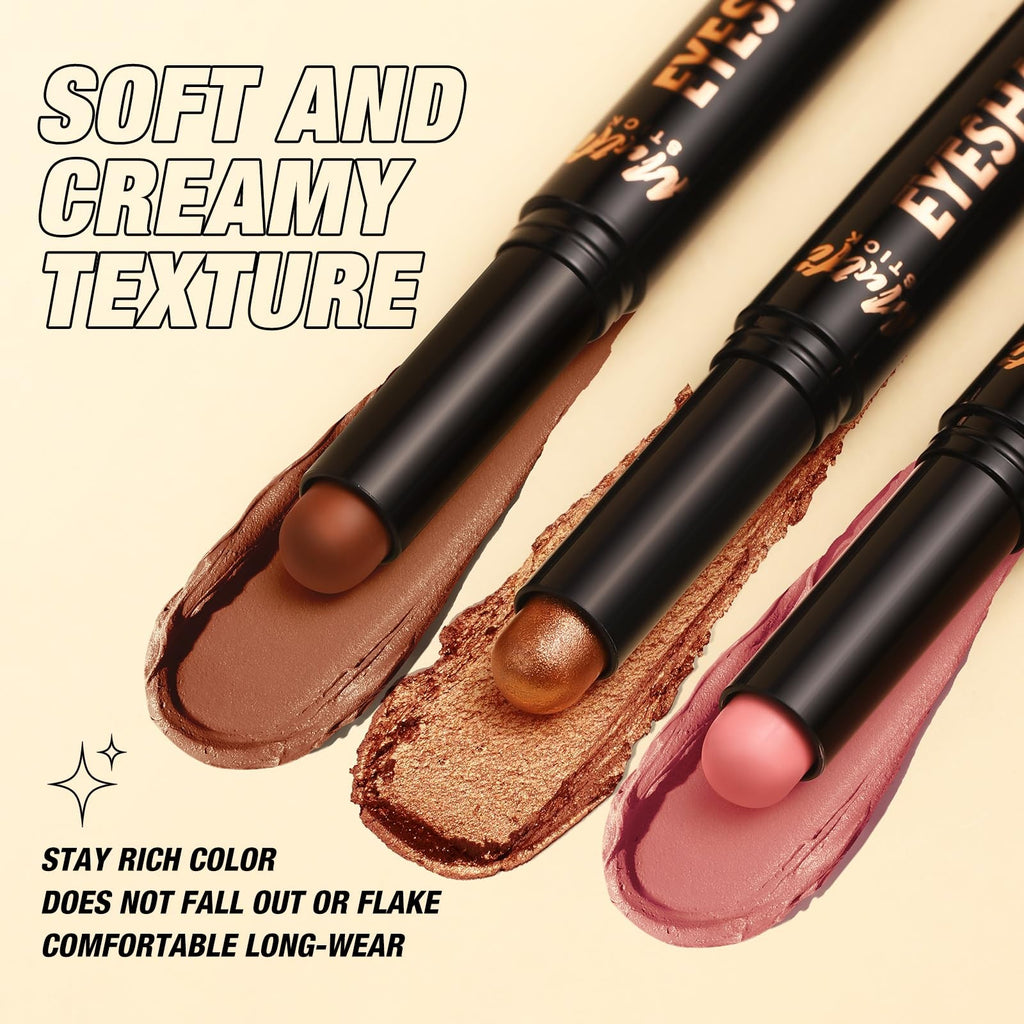8 Color Waterproof Dual-Ended Eyeshadow Stick Set - Long Wear & Easy Application
