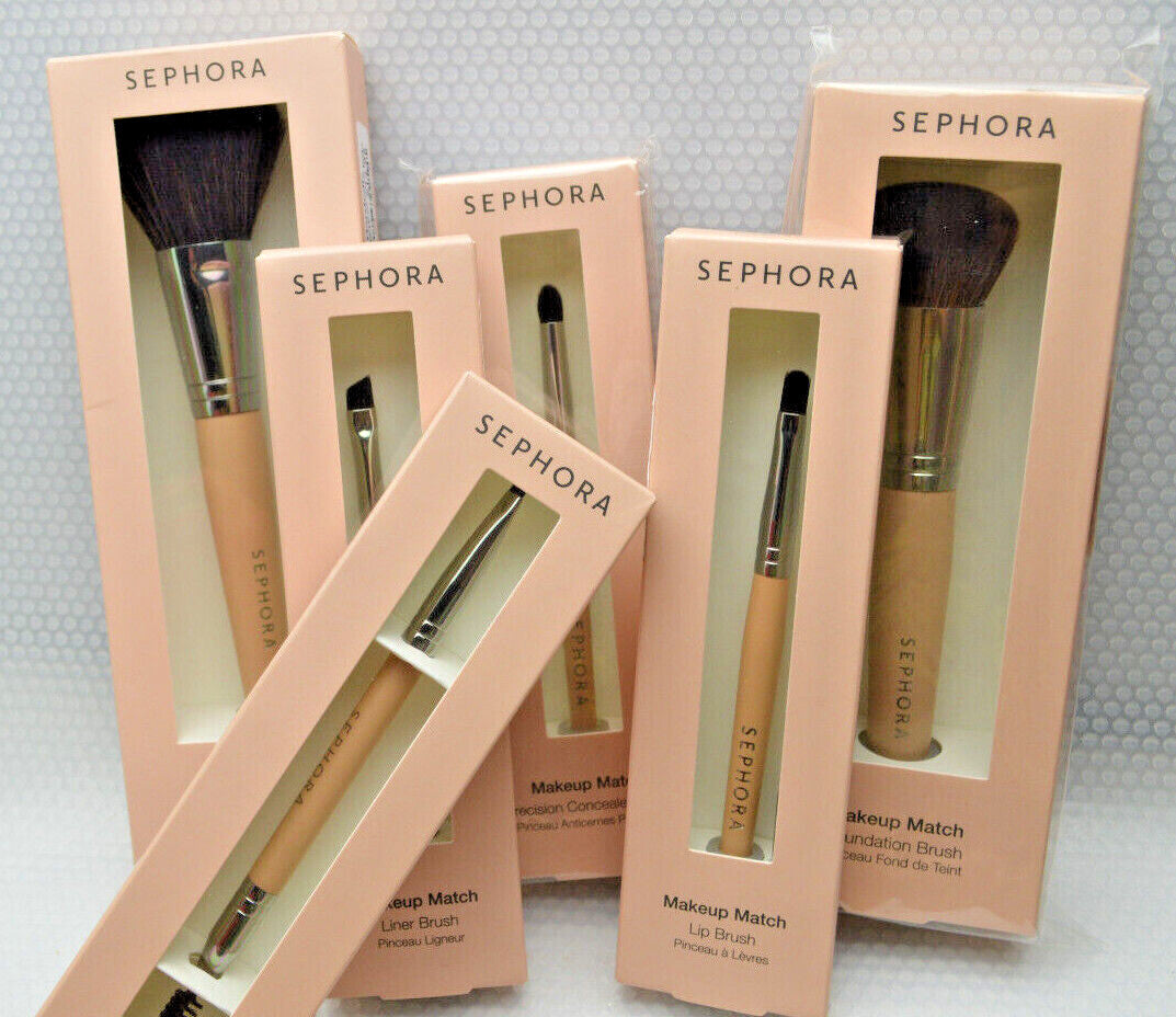 Makeup Brush Set (Sephora Collection) - Matching Brushes for Brow, Foundation, Powder, Concealer, Liner