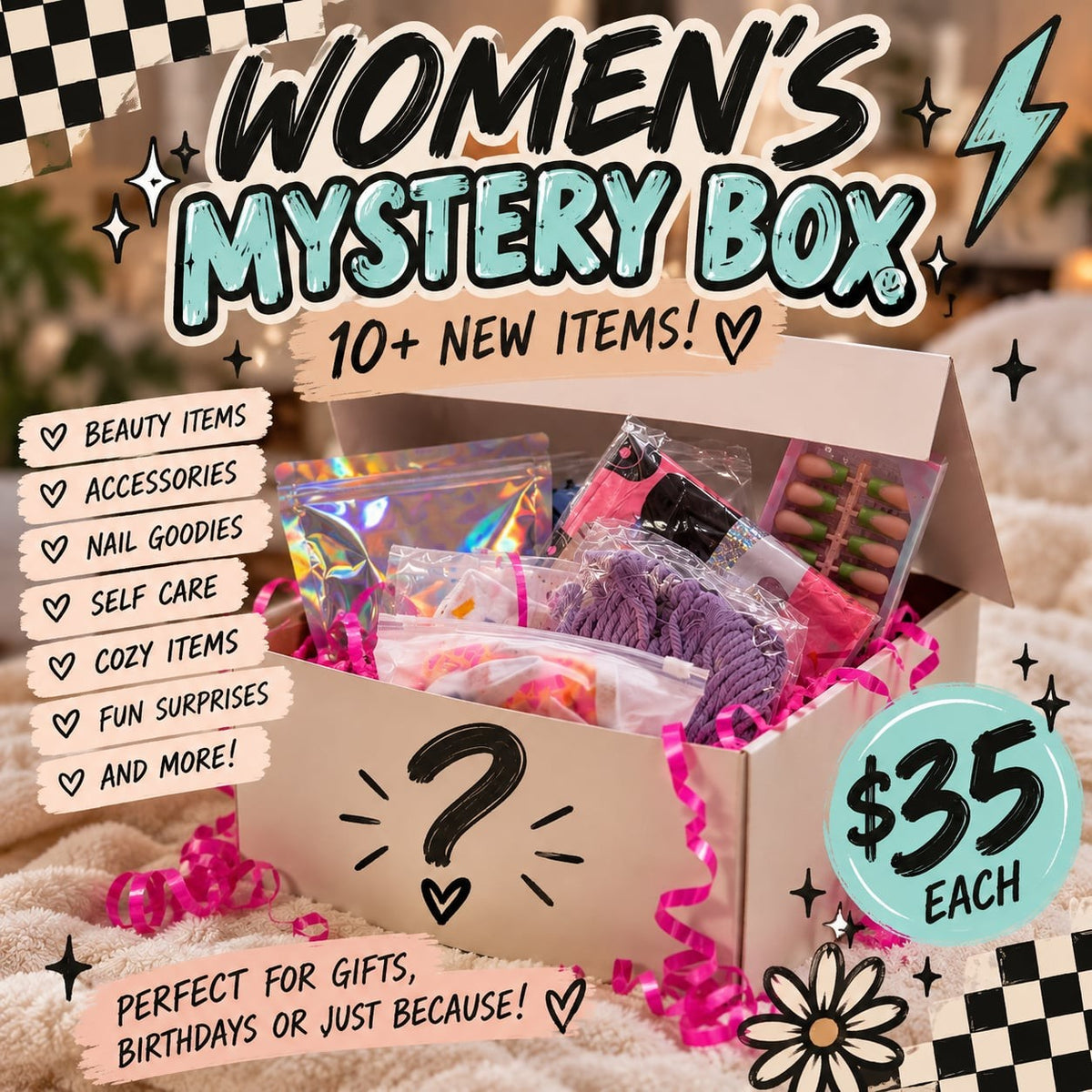 Mystery Beauty & Self Care Surprise Box with Nails Accessories