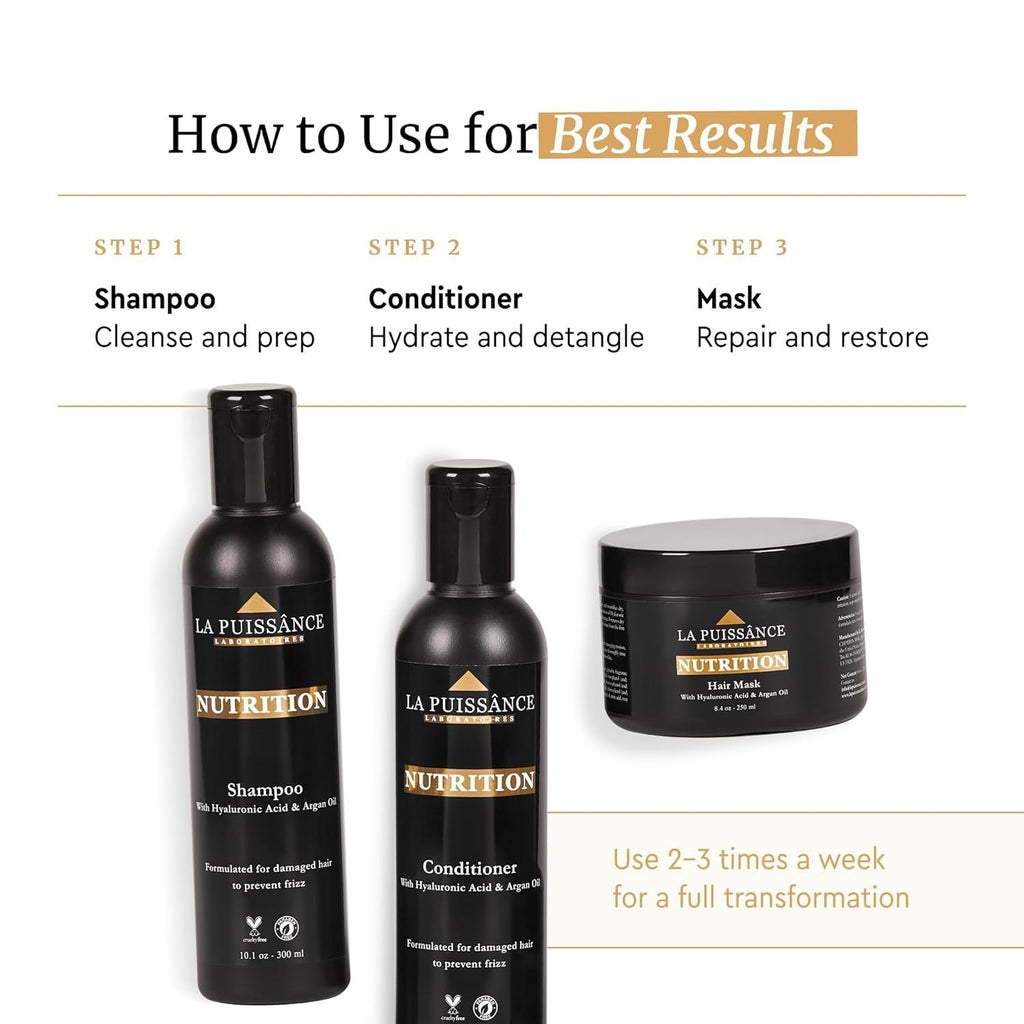 Moroccan Argan Oil Hair Care Set - Shampoo, Conditioner & Hair Mask for Nourished Hair