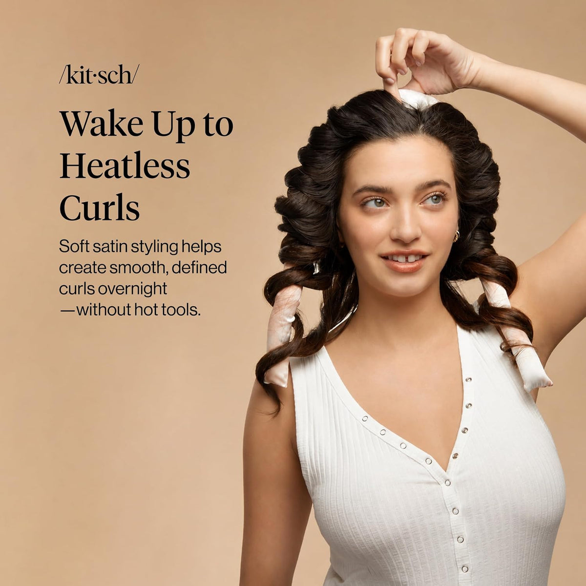 Satin Heatless Curling Set for Overnight Hair Styling - Sunset Tie Dye
