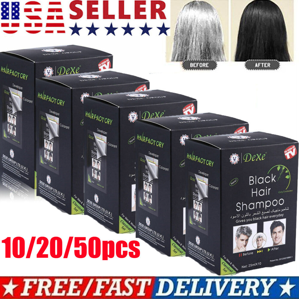 10-50Pcs Black Hair Dye Shampoo for Gray White Hair Cover in 5 Minutes - Unisex