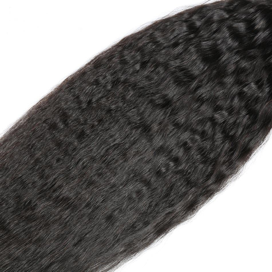Kinky Straight Brazilian Virgin Human Hair Extensions - 3 Bundles #1b 150g
