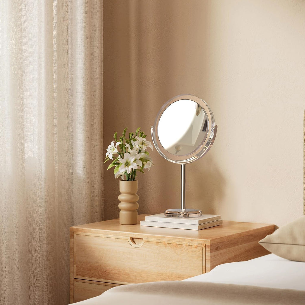 8-Inch Dual-Sided Magnifying Mirror with Stand — 1x / 20x Tabletop Vanity
