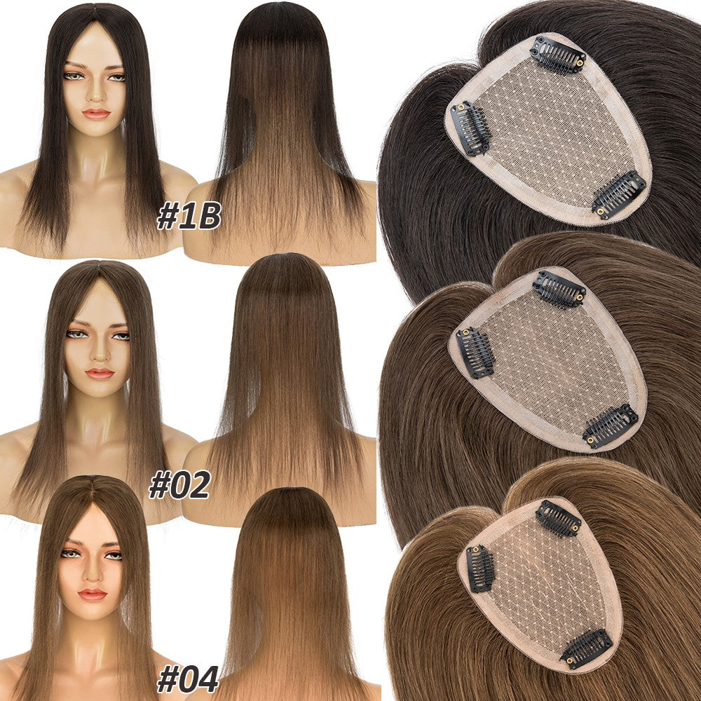 Remy Human Hair Topper with Silk Base for Women - Clip-In Volumizer