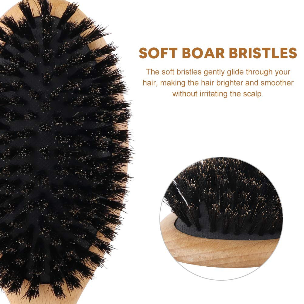 Boar Bristle Hair Brush for Women Men Kids Natural Wooden Handle