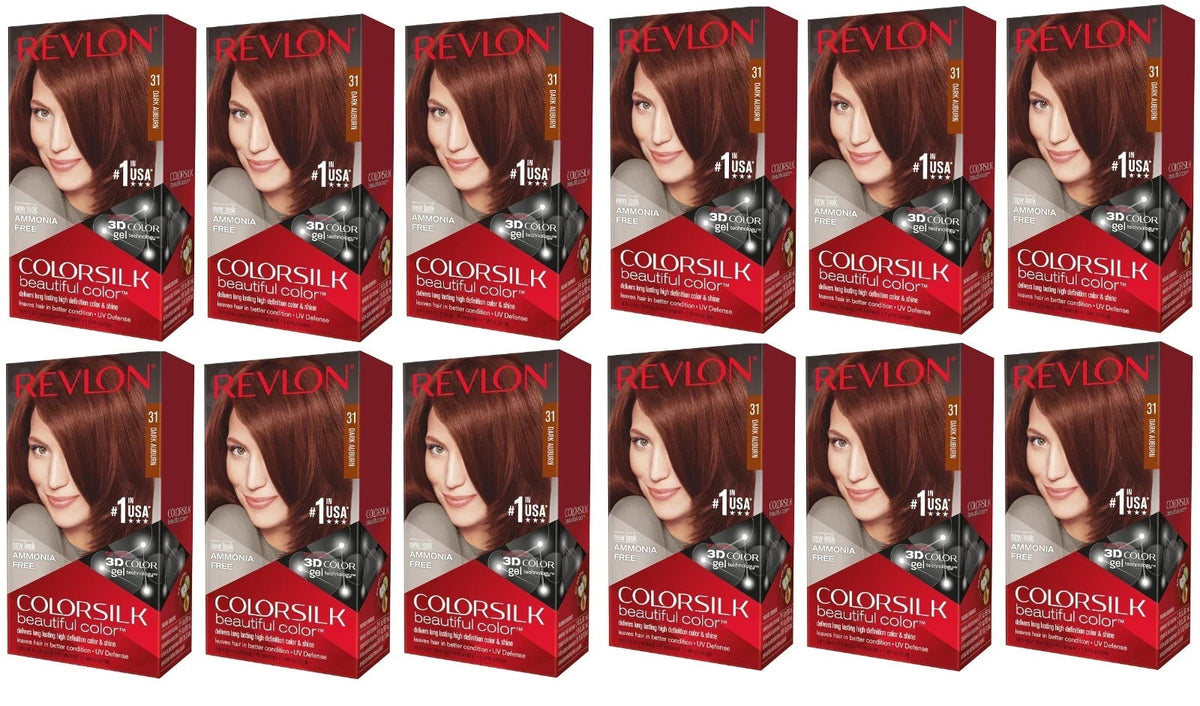 (12 Pack) Revlon ColorSilk Hair Color Dark Auburn #31 - Permanent Hair Dye