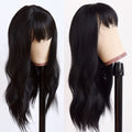 Long Wavy Black Synthetic Wig with Bangs - Wear and Go Cosplay Hair