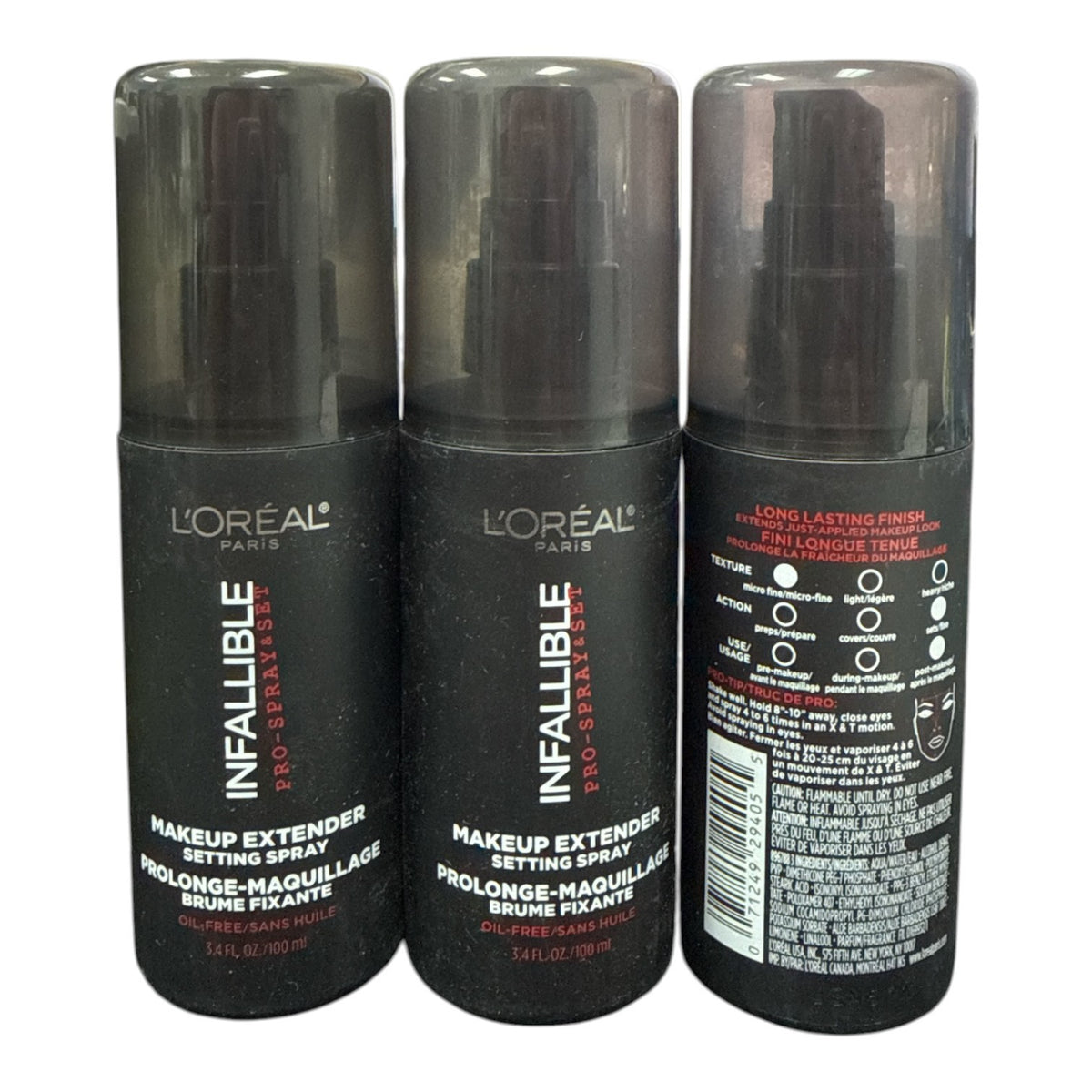 L'Oréal Infallible Pro-Spray & Set Makeup Setting Spray 3.4oz Lot of 3