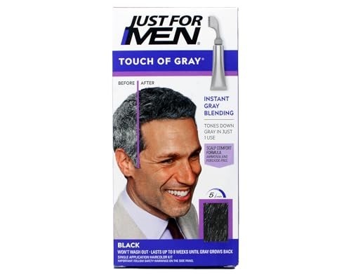 Men's Hair Color Touch of Gray 3 Pack Black & Gray Easy Application
