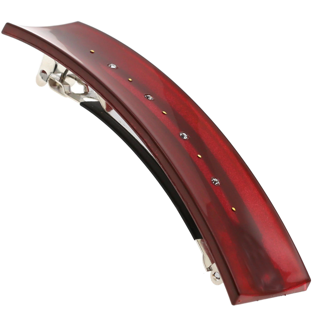 Wide Arched Swarovski Crystal No-Slip Hair Barrette - Elegant Hair Accessory