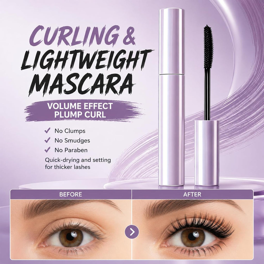 Long Lasting Curl Mascara for Older Women - Lengthening & Volumizing, Water Resistant, Hypoallergenic, Black & Brown 2-Pack
