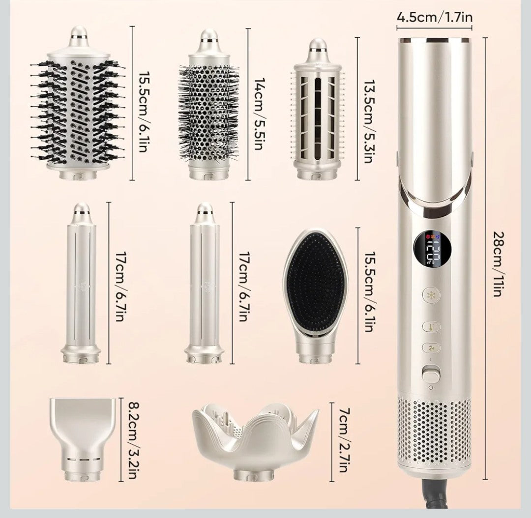 8-in-1 High-Speed Hair Dryer Brush Set with Ionic Hot Air Styler and Curlers