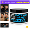 Men's Medium Hold Pomade for Curls & Waves Frizz Control Moisturizing Non-Greasy