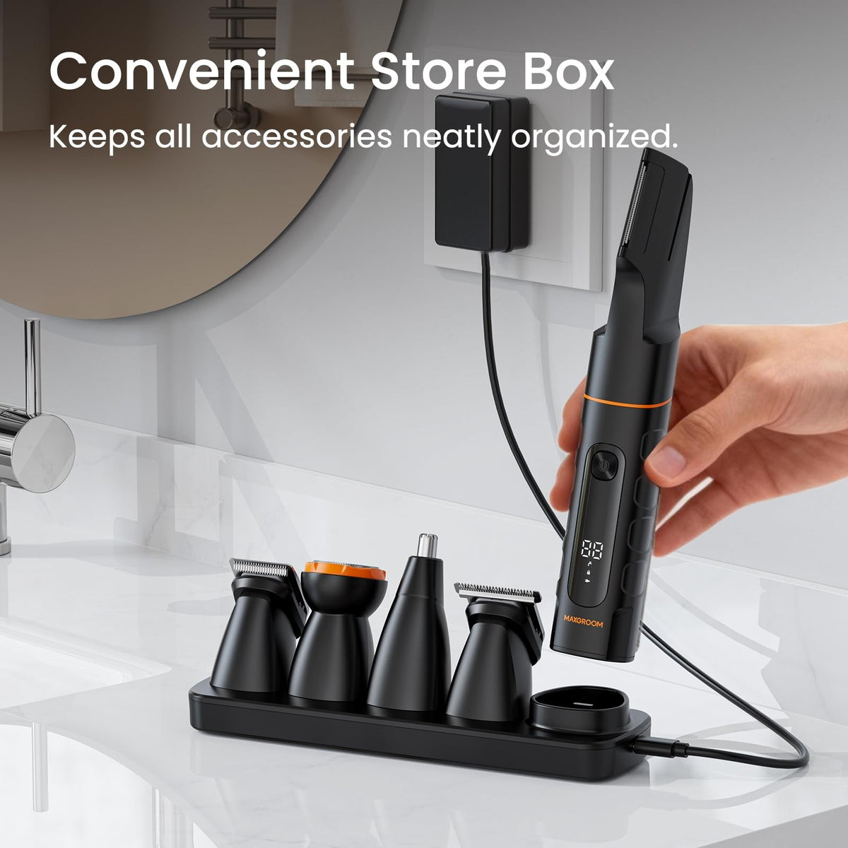 Men's All-in-One Body & Pubic Hair Trimmer Waterproof No-Nick Grooming Kit