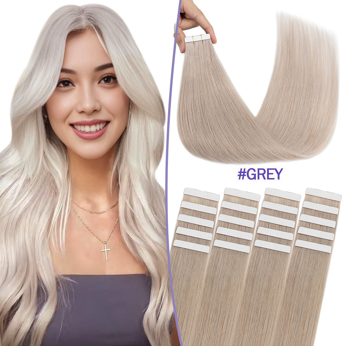 Tape-In 100% Remy Human Hair Extensions Full Head Balayage Ombre