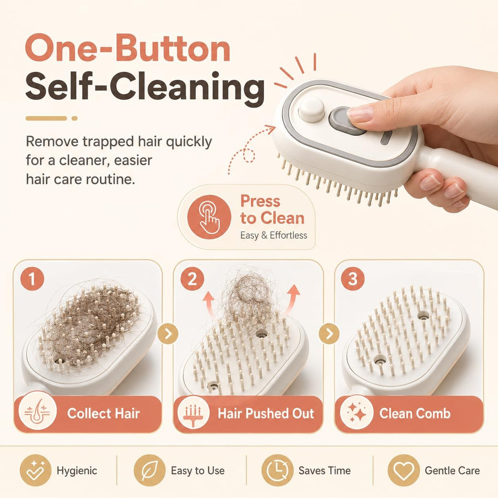 Electric Steam Hair Brush with Nano Mist & Red Light Therapy - Rechargeable, Portable, Detangling & Hydrating