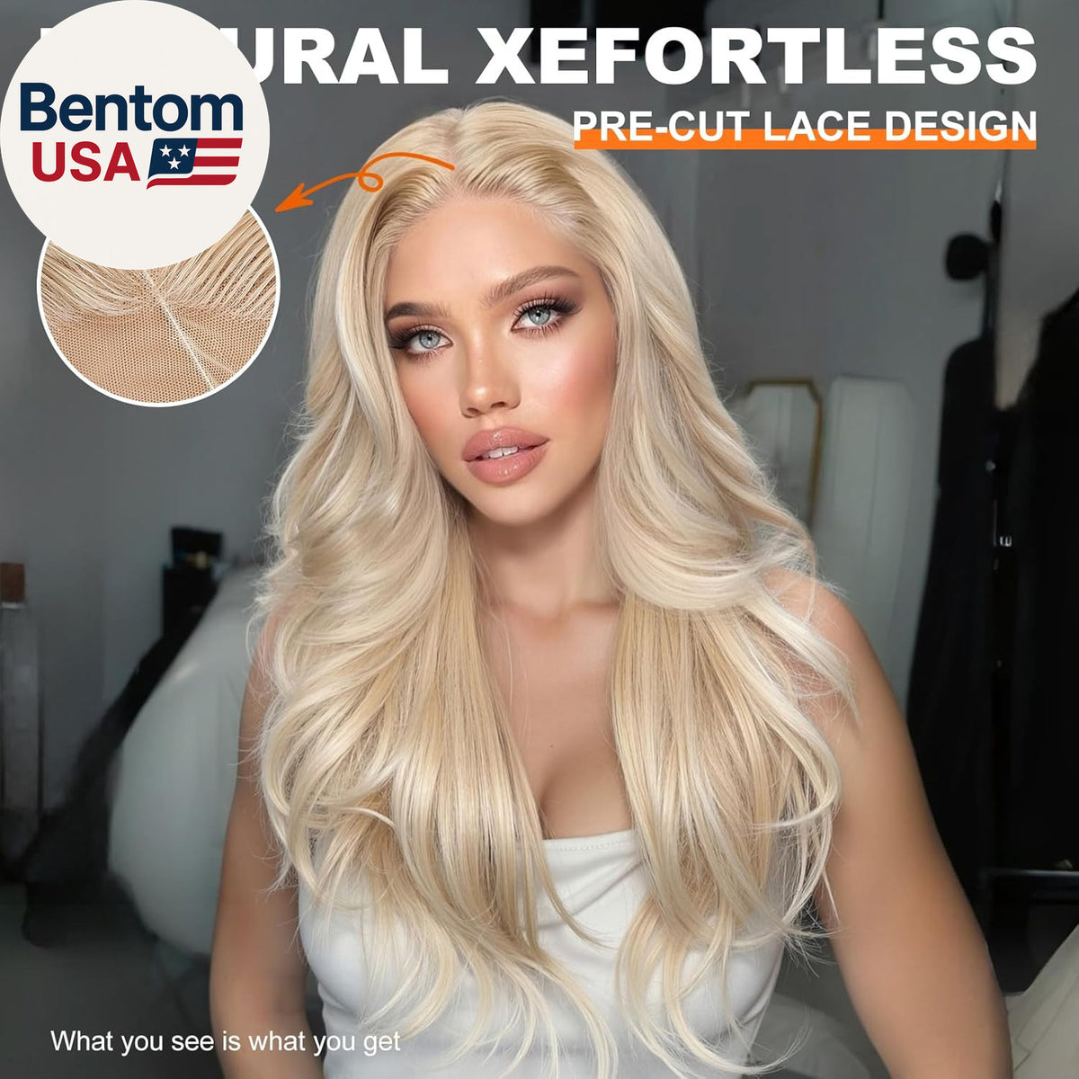 Blonde Synthetic Lace Front Wig 13x4 HD Layered Wave Glueless Wig for Women