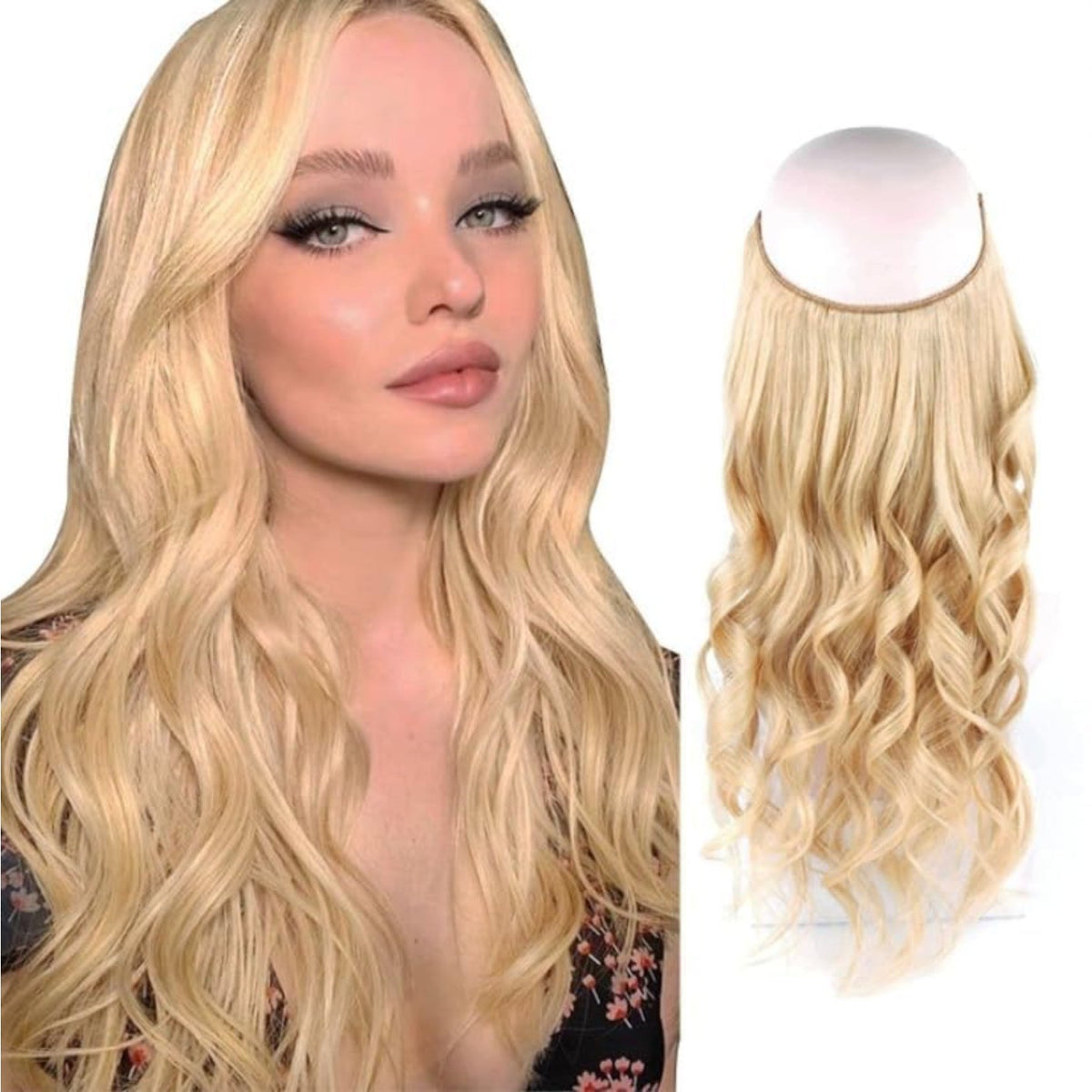 16-Inch 100g Remy Human Hair Extensions with Transparent Wire - Reusable & Tangle-Free