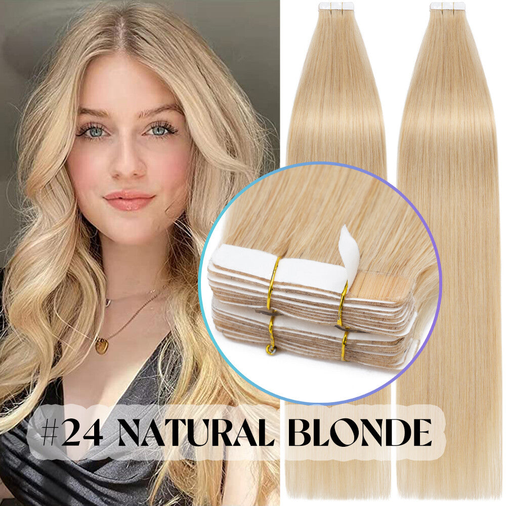 Russian Straight Tape-In Hair Extensions - Thick Remy Human Hair, 150g, All Colors & Lengths