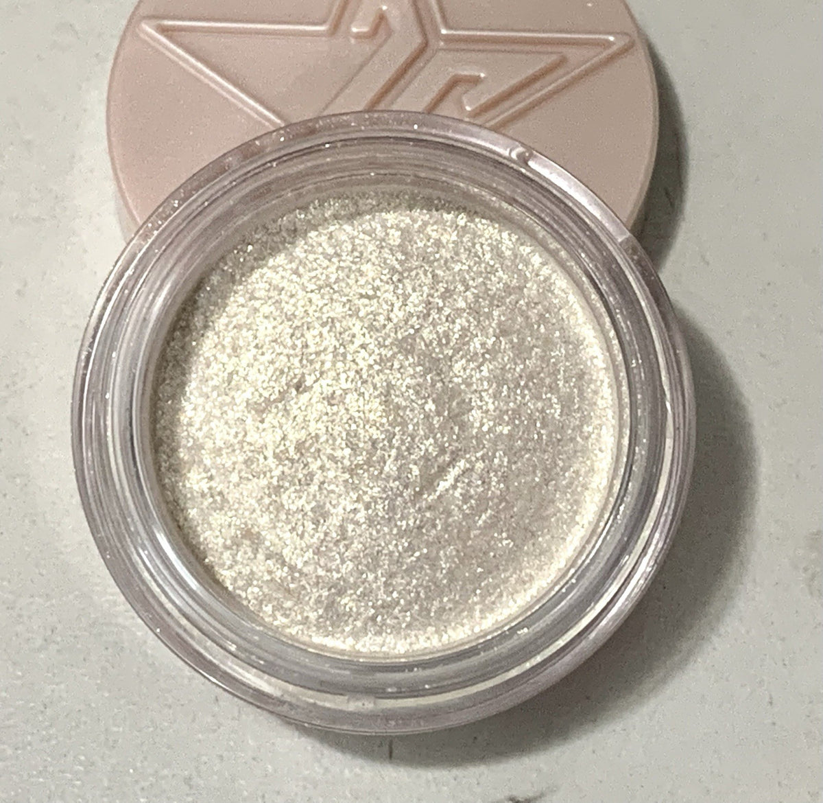 Icy White Eye Shadow with Gold and Silver Pearls - High-Gloss Eyeshadow