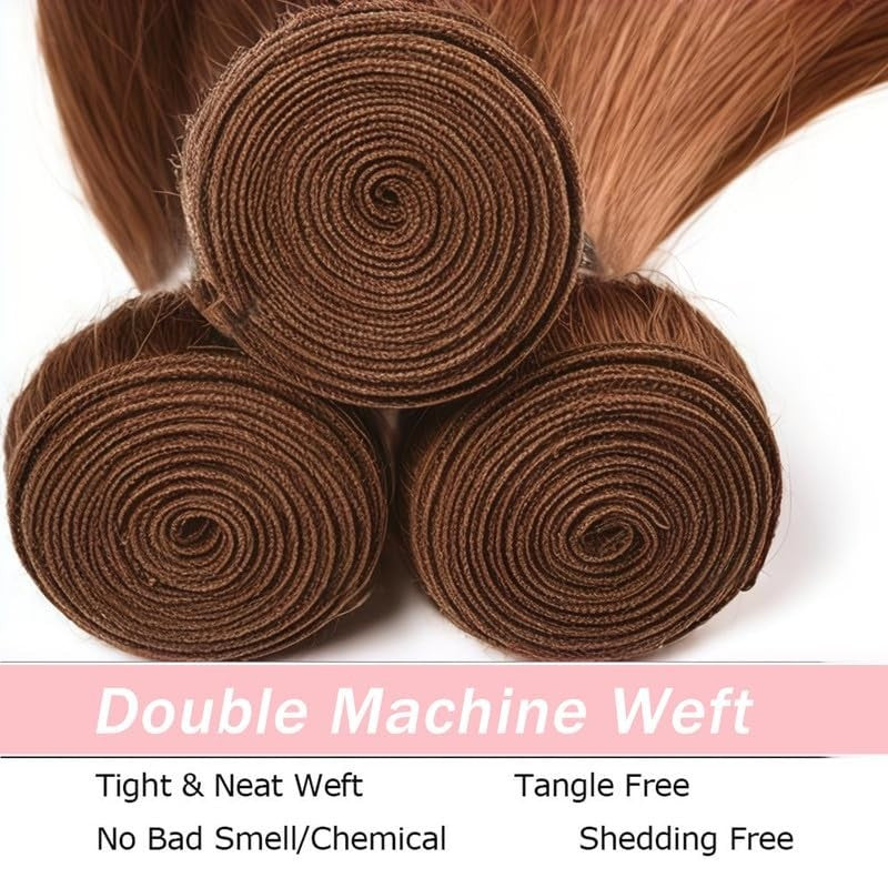 30 Inch Light Brown Water Wave Human Hair Extensions - Brown, 18-22 Inch