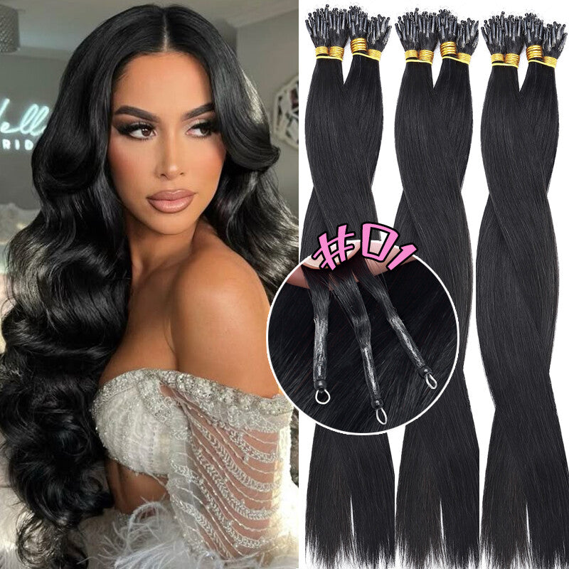 150g Human Hair Extensions with Nano Rings - Thick Ombre Micro Loop Beads