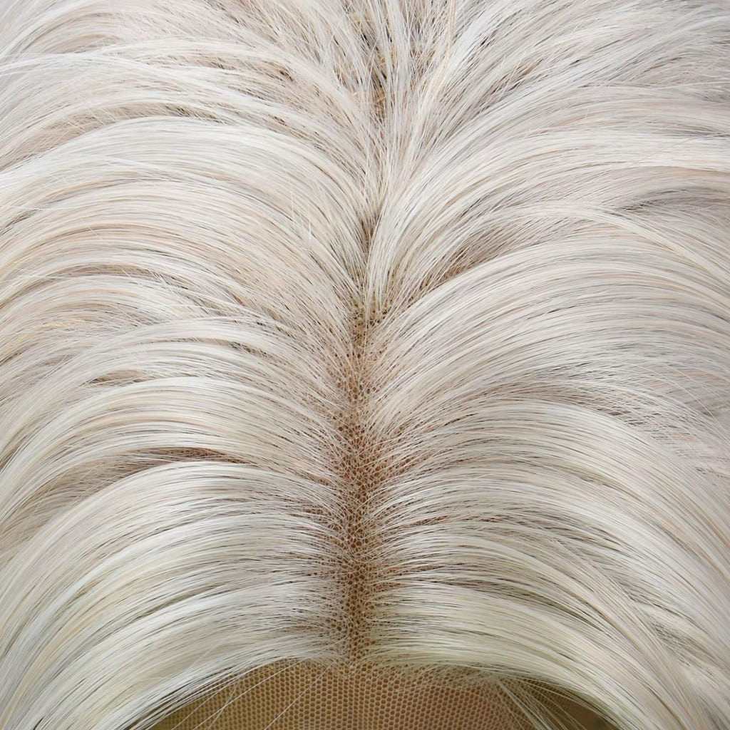 Long Wavy 30 Inch High Heat Resistant Lace Front Wig - Platinum Blonde Gray