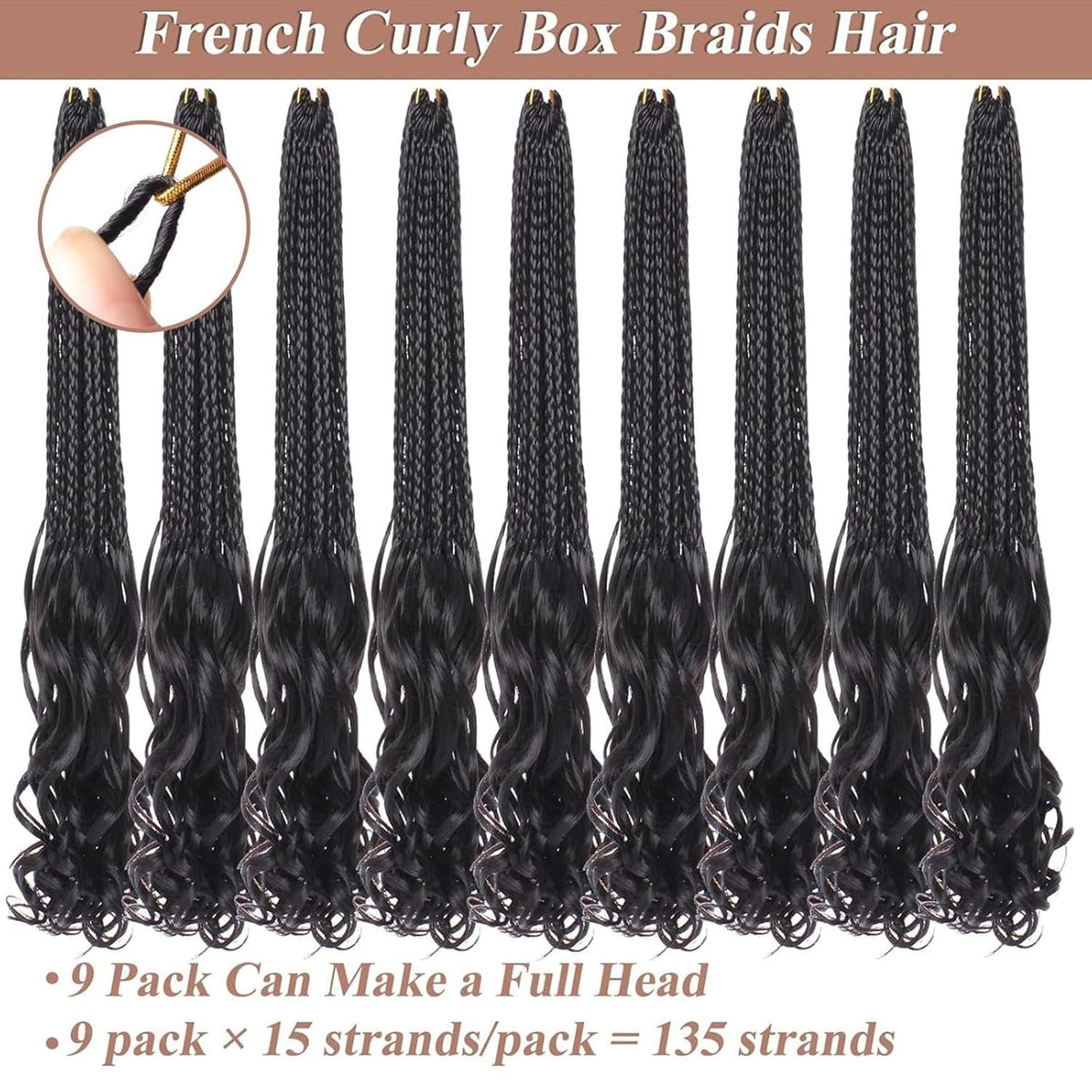 8 Inch Synthetic French Curl Crochet Braids - 9 Pack Hair Extensions for Women & Kids
