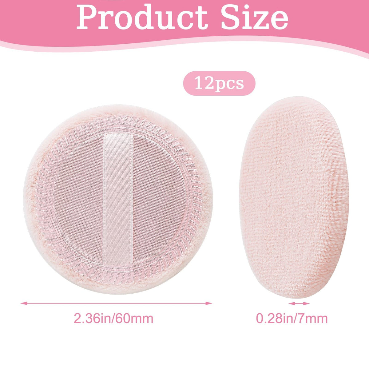 12 Pack Face Makeup Powder Puffs - Cotton Velour Foundation Sponges