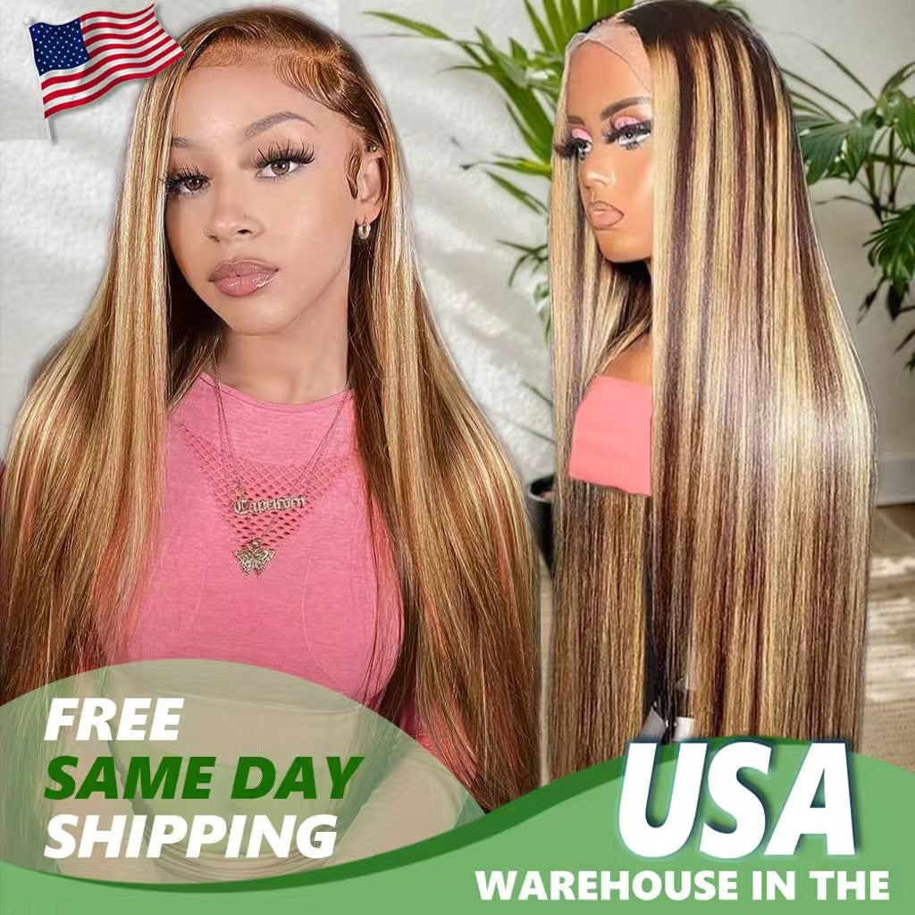 Honey Blonde 13x4 Transparent Lace Wig with Natural Hairline - Unbranded