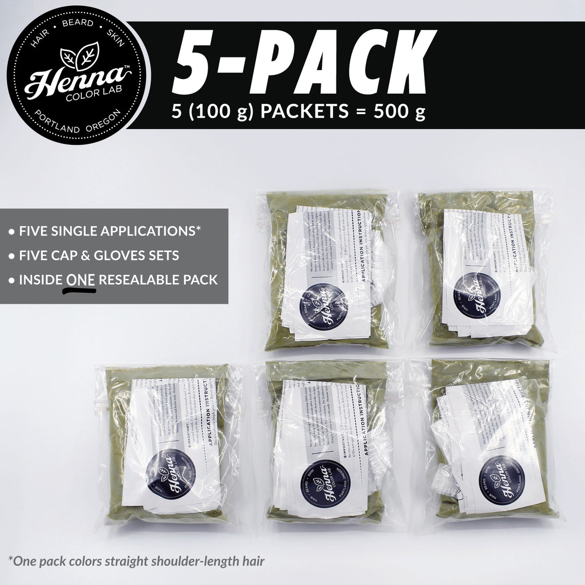 Auburn Henna Hair & Beard Dye Pack of 5 - Natural Botanical Color