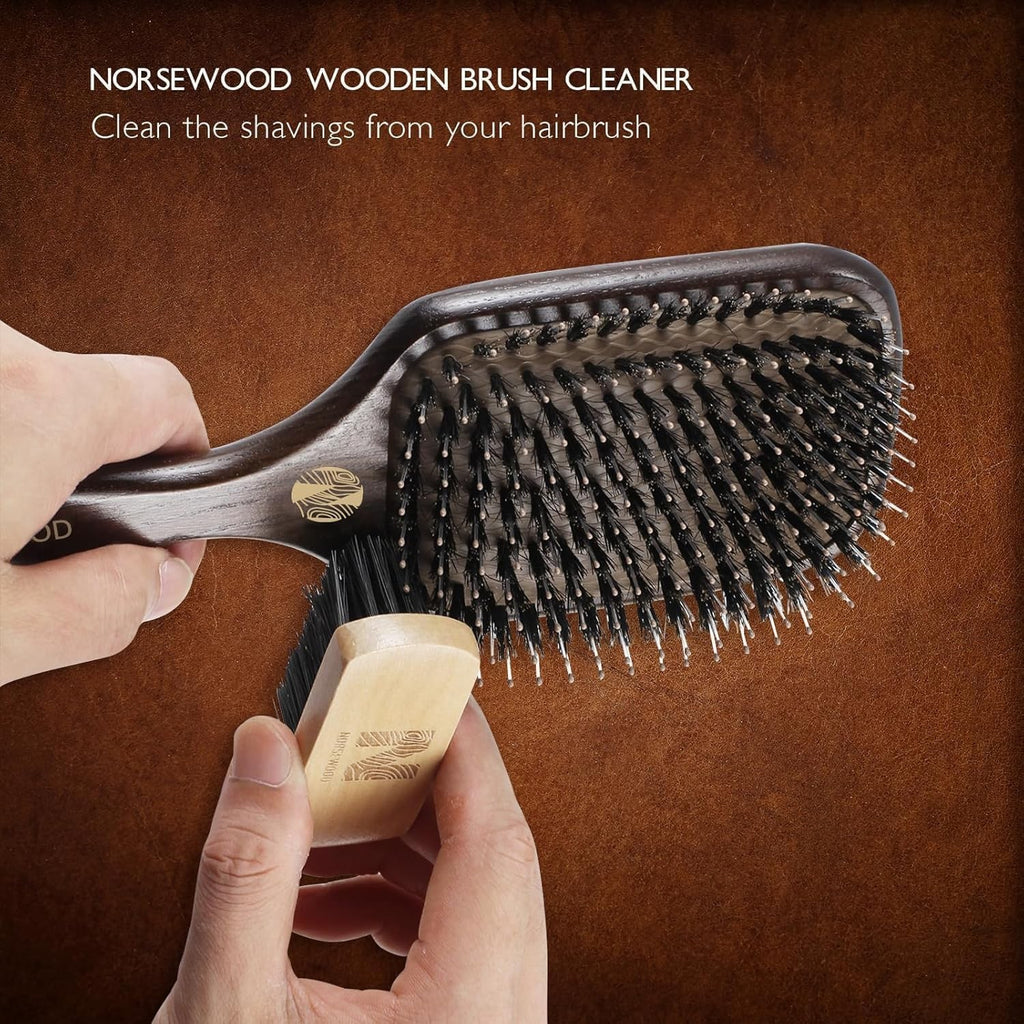 Boar Bristle Hair Brush Set for Detangling & Shine - All Hair Types