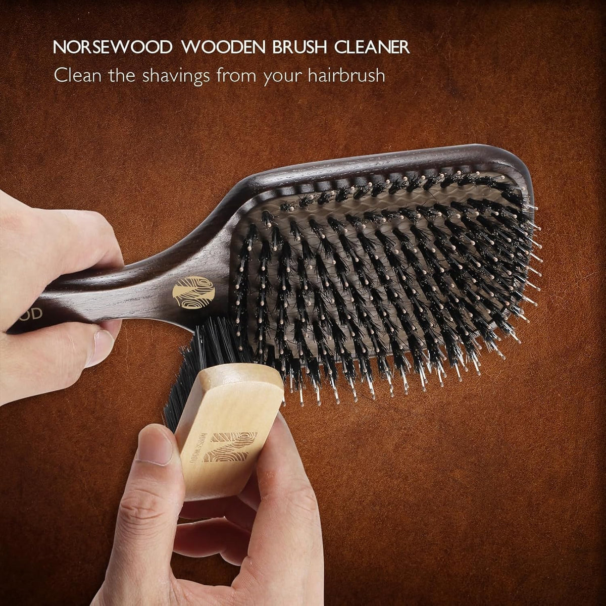 Boar Bristle Hair Brush Set for Detangling & Shine - All Hair Types