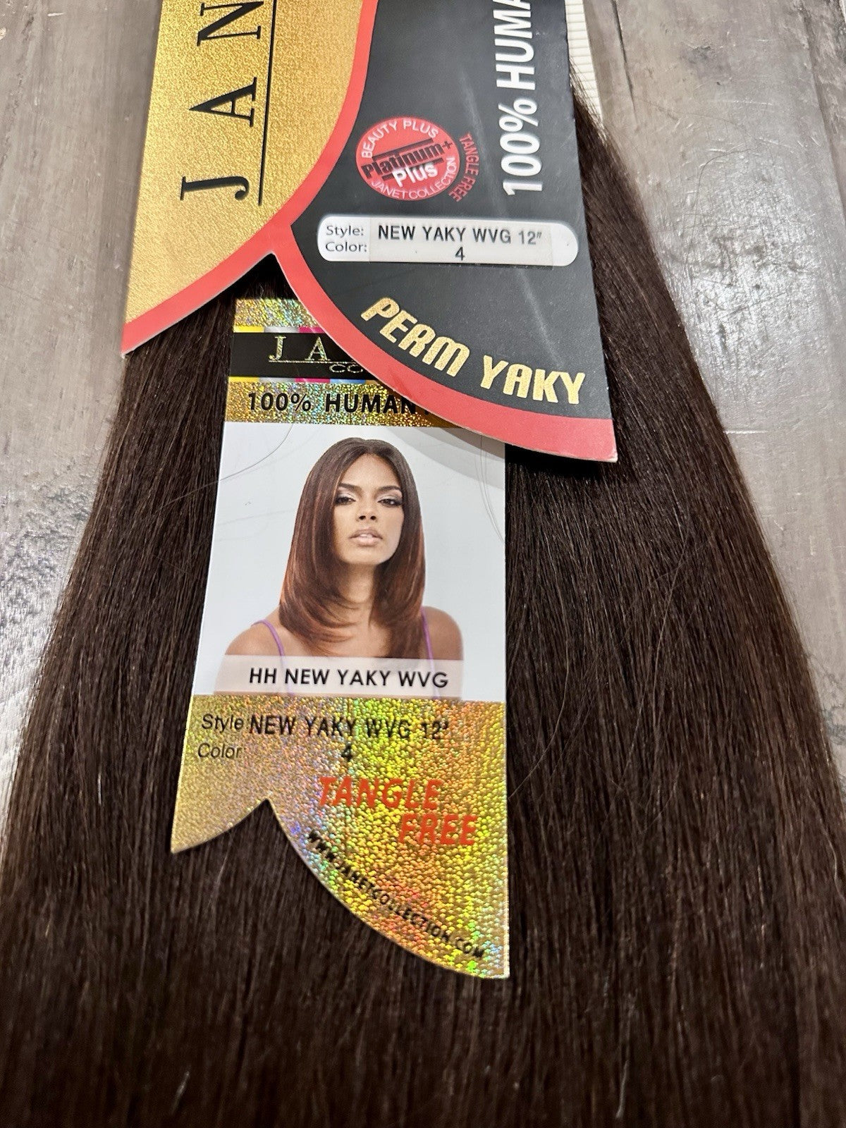 Human Hair Extension Janet Perm Yaky 12 Inches Color #4 - Natural Look