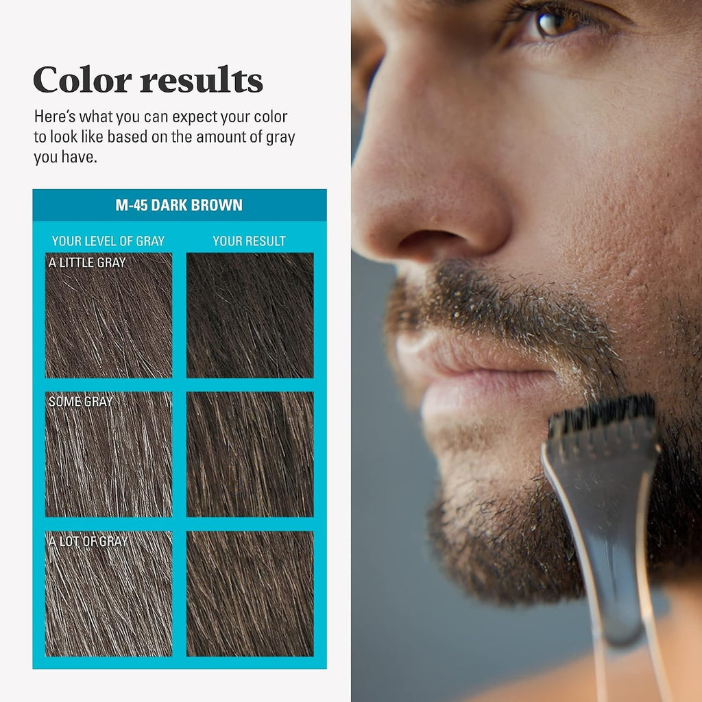 Mustache & Beard Dye Dark Brown M-45 with Brush - 3 Pack