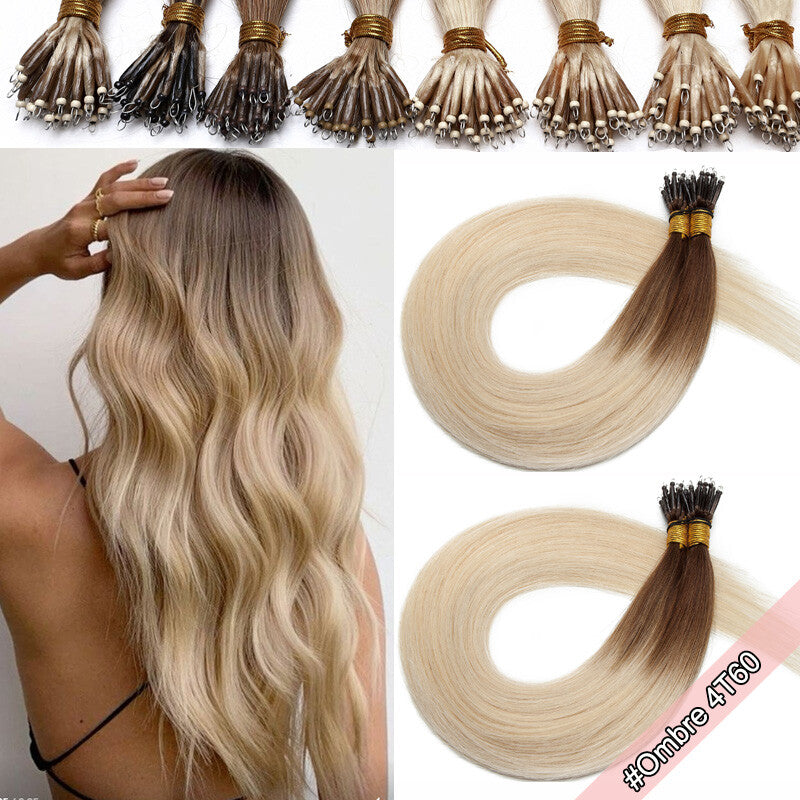 100g Nano Ring Hair Extensions - Real Human Hair, Micro Beads, Balayage Options