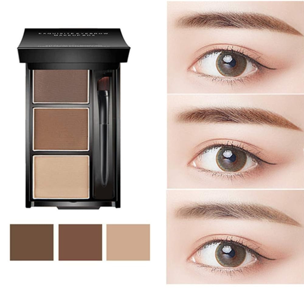 Three-Color Waterproof Eyebrow Powder Kit - Natural, Long-Lasting, Easy to Use