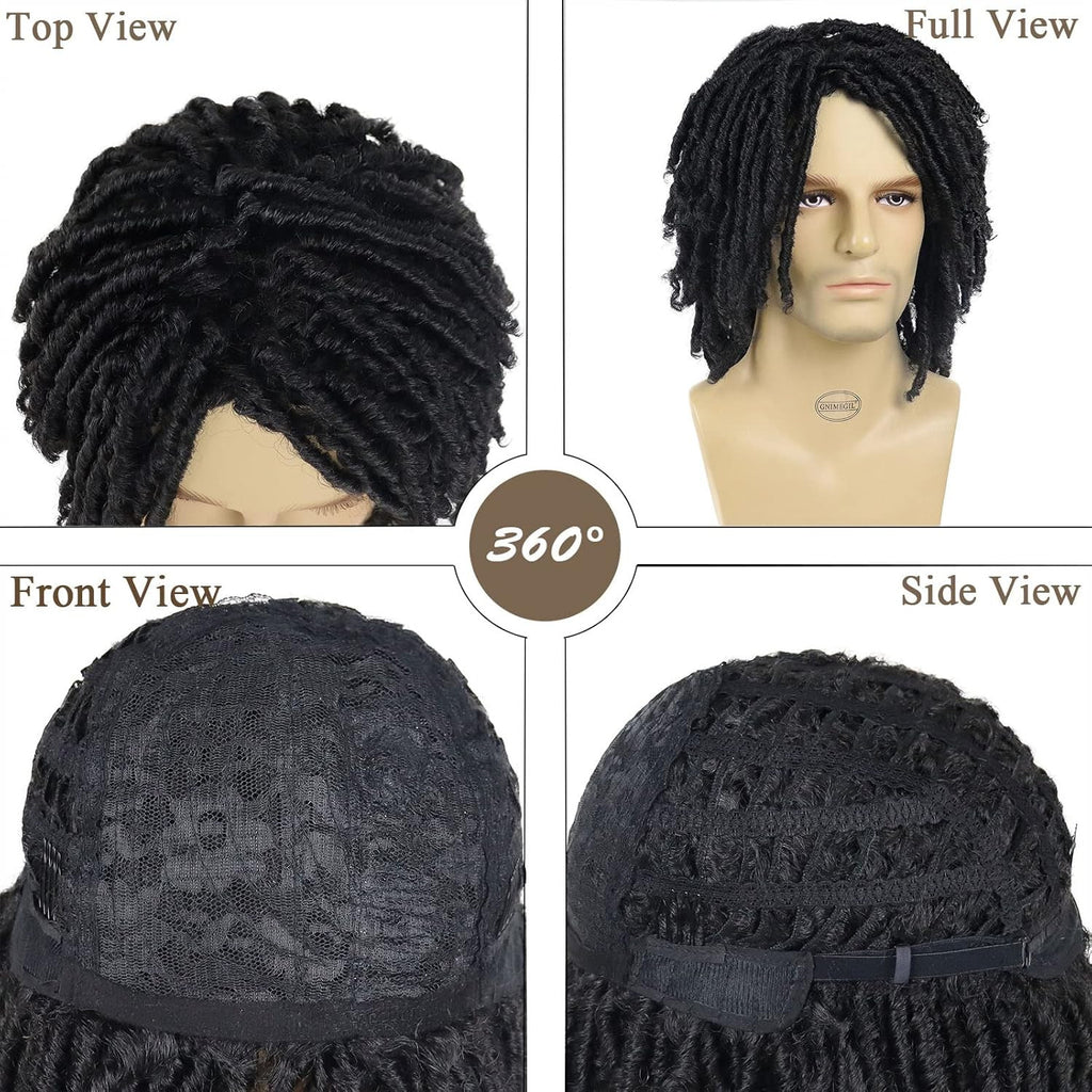 Men's Short Braided Wigs Afro Bob Dreadlocks Twist Hair for Men & Drag Queens