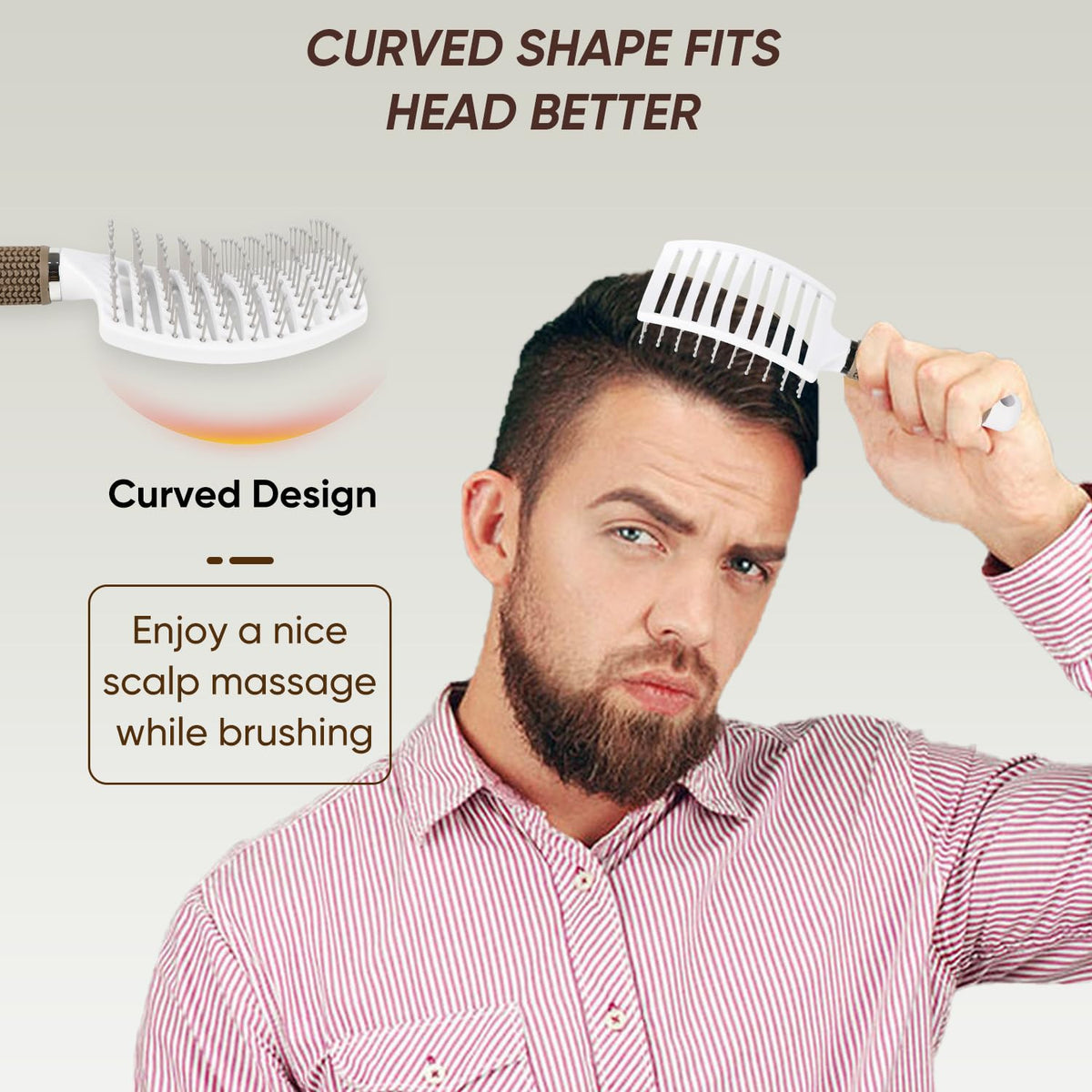 Pack of 2 Ventilated Curved Detangling Hairbrushes for Wet & Dry Hair