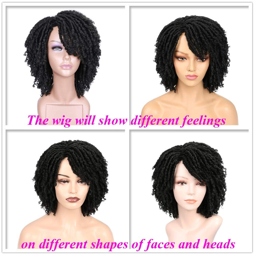 Short Twist Braided Dreadlock Wig for Black Women & Men - Synthetic Afro Style