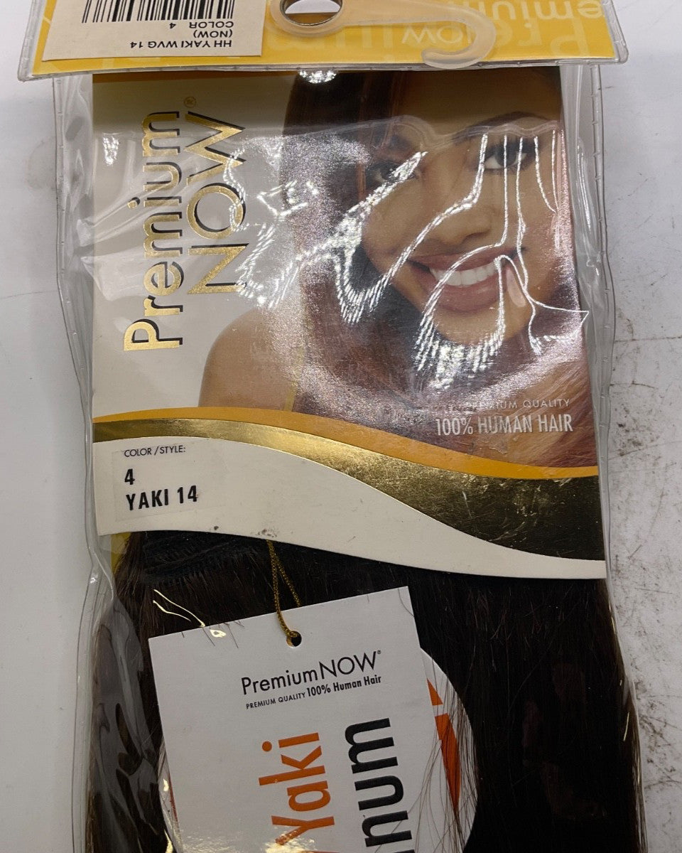 14-Inch Human Hair Yaki Hair Extensions Set - Color 4, Pack of 4